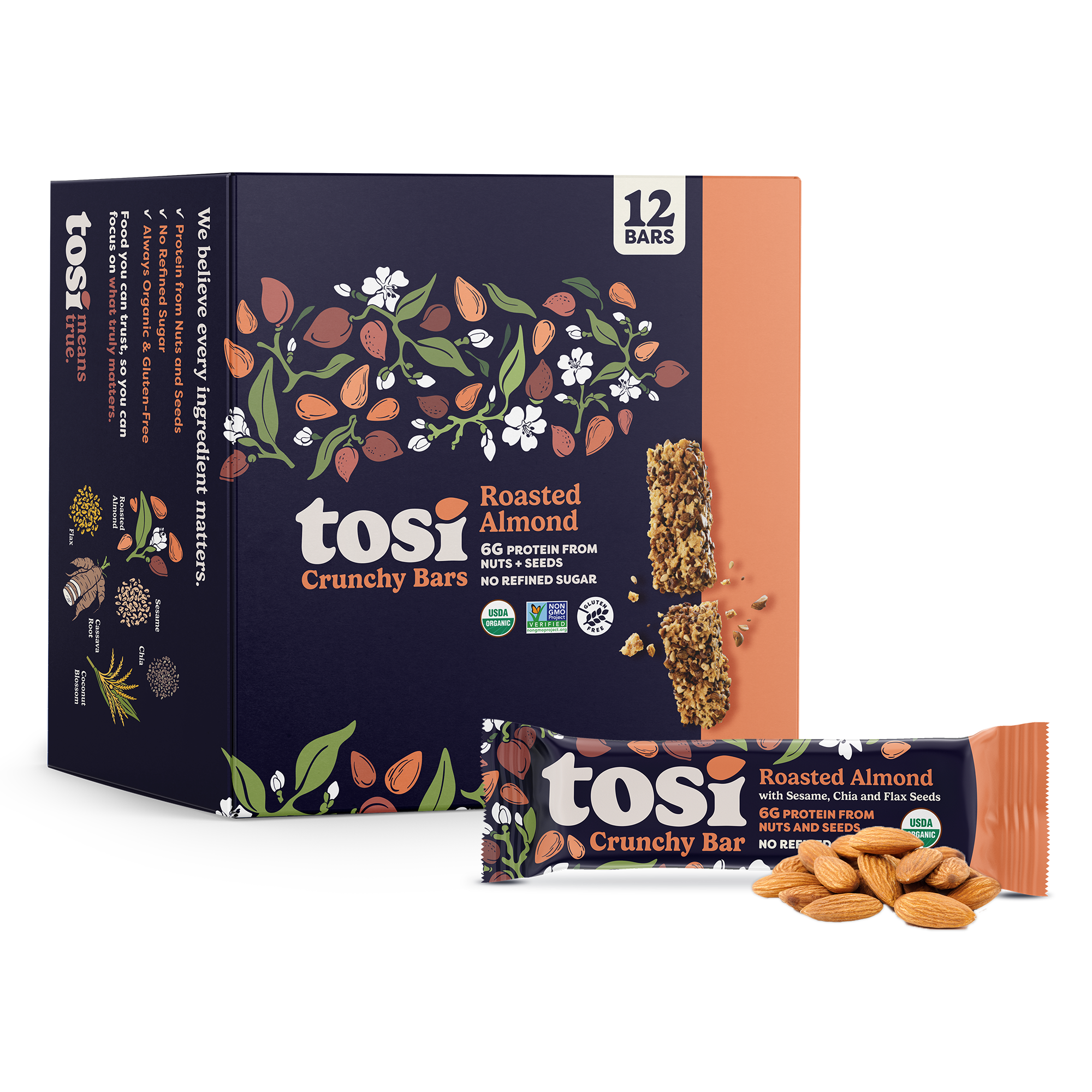 Crunchy Bars (12 Bars) - Roasted Almond (Wholesale)