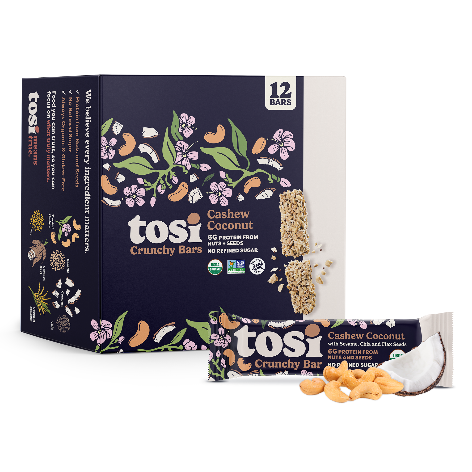 Crunchy Bars (12 Bars) - Cashew Coconut (Wholesale)