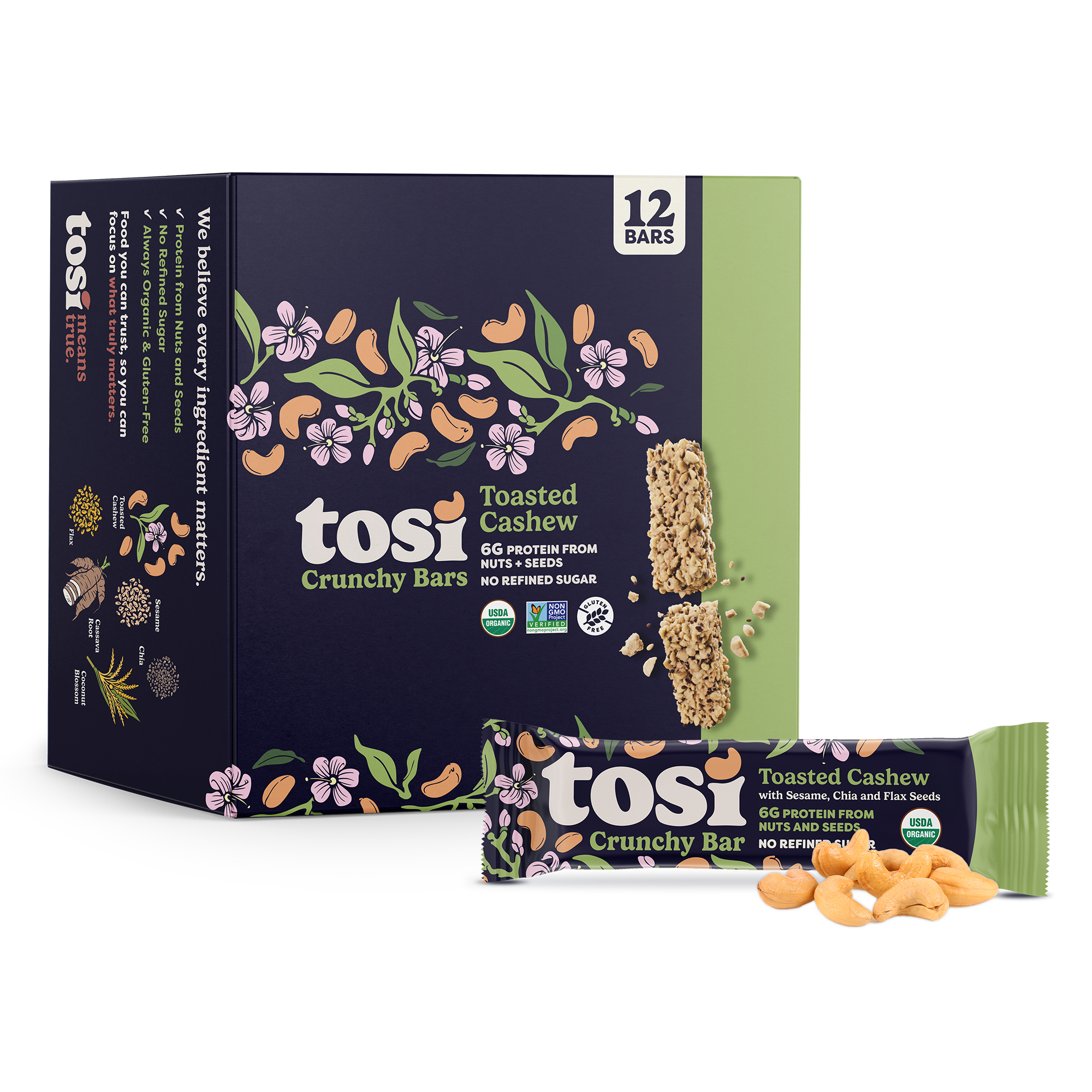 Crunchy Bars (12 Bars) - Toasted Cashew (Wholesale)