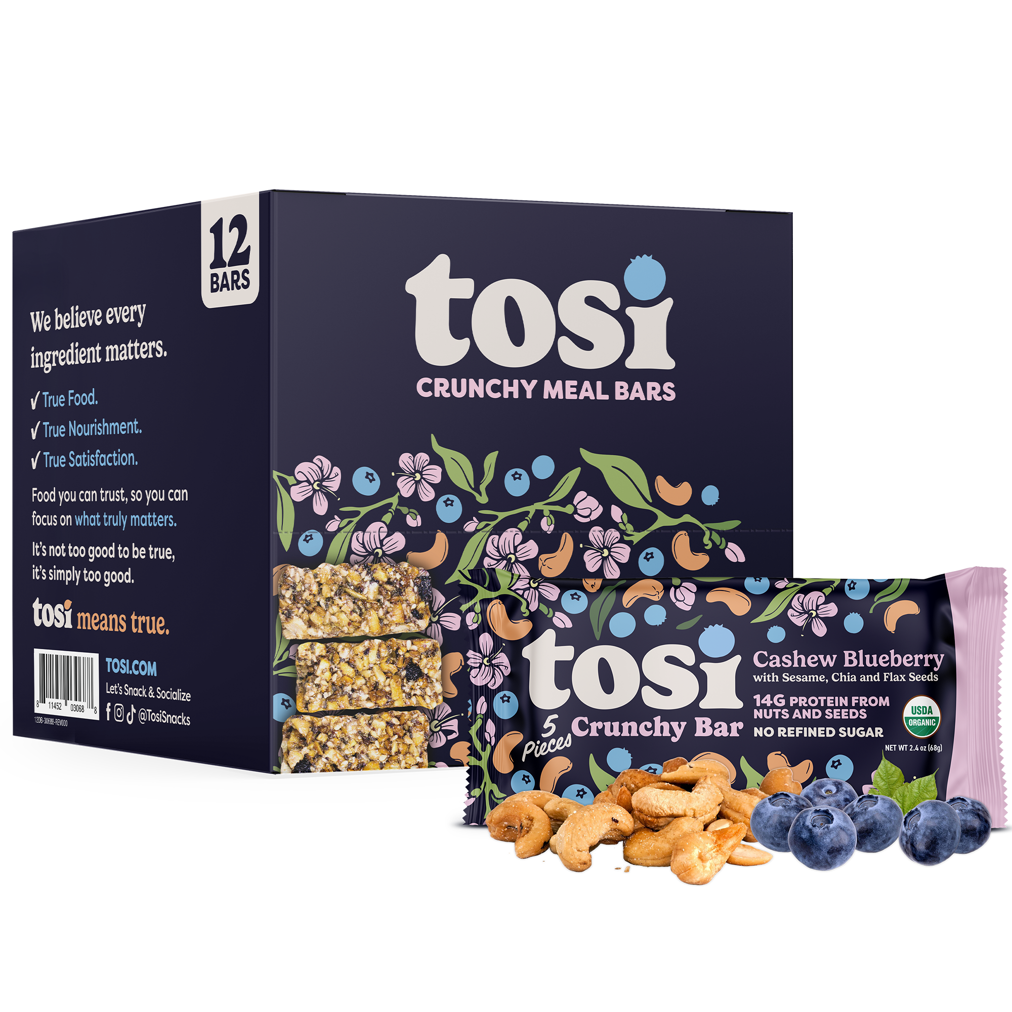 Crunchy Bars (12 Bars) - Cashew Blueberry (Wholesale)
