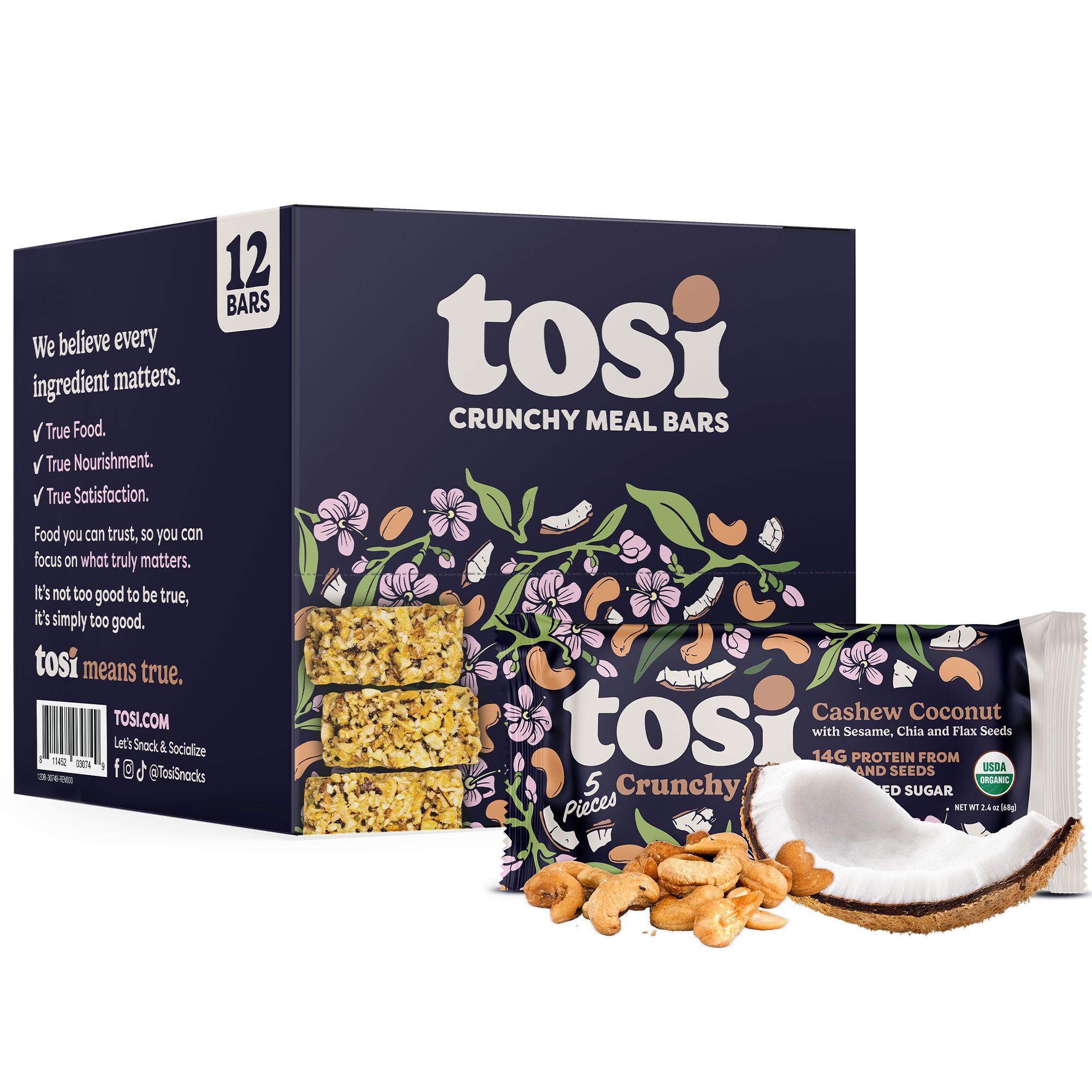 Crunchy Bars (12 Bars) - Cashew Coconut (Wholesale)