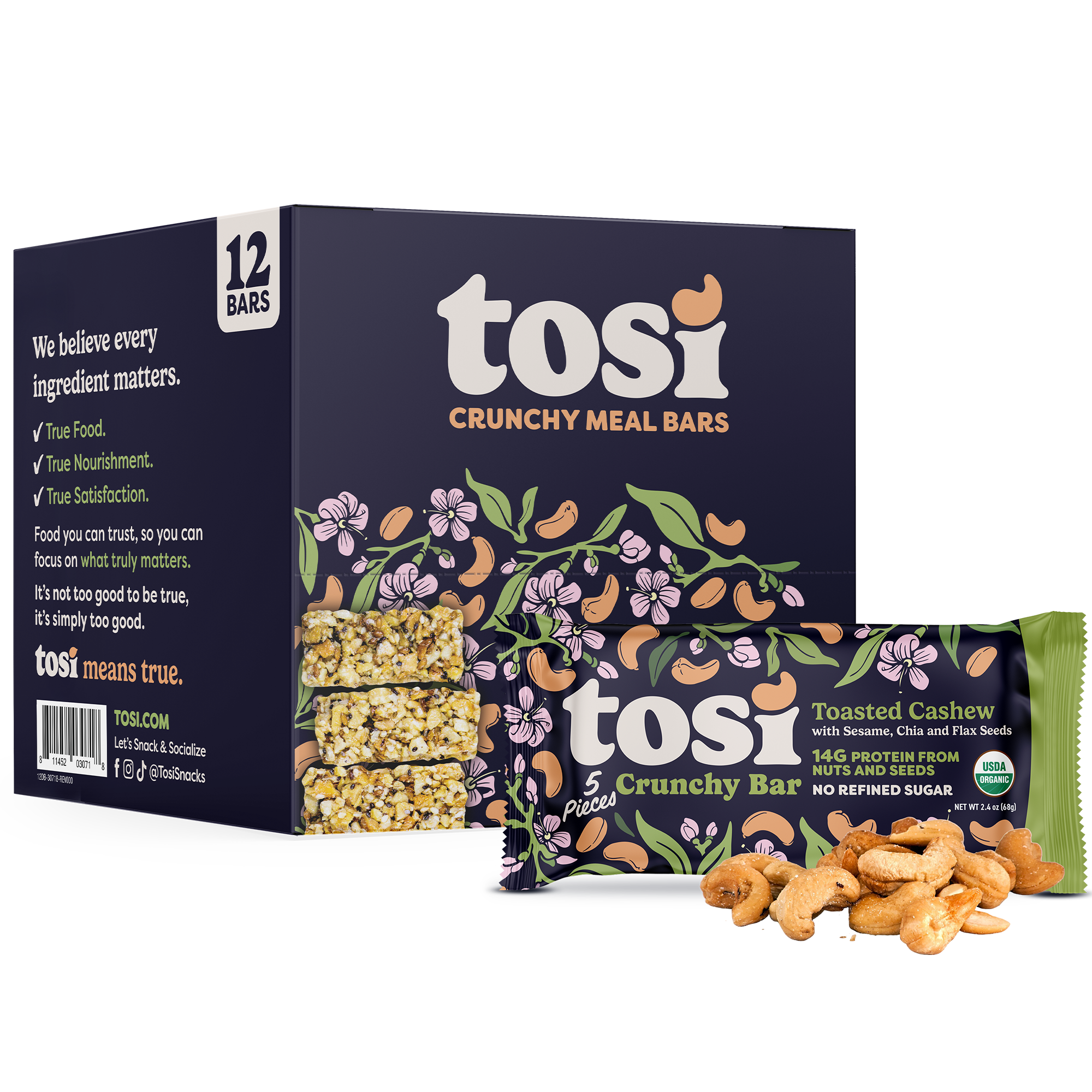 Crunchy Bars (12 Bars) - Toasted Cashew (Wholesale)