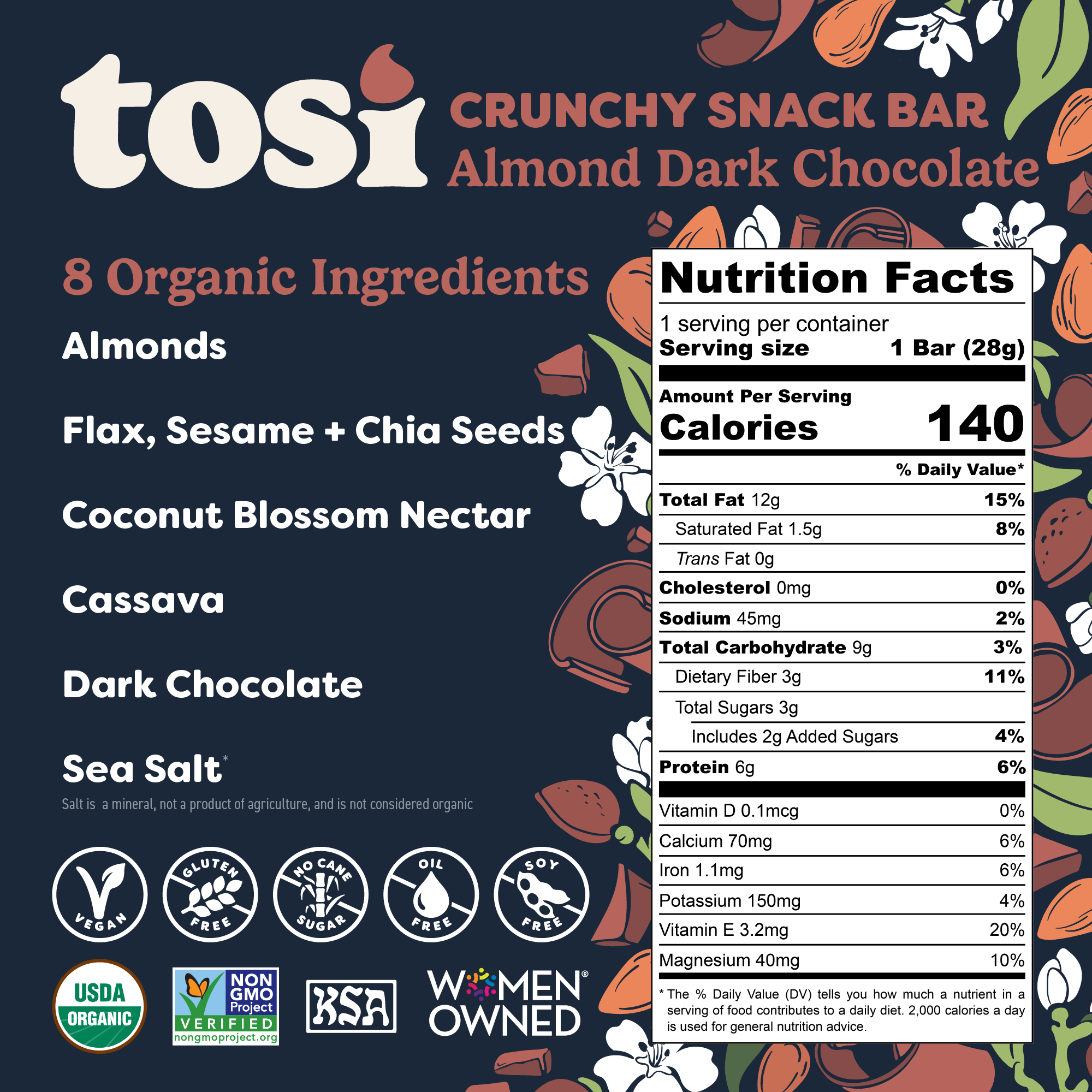 Crunchy Bars (12 Bars) - Almond Dark Chocolate (Wholesale)