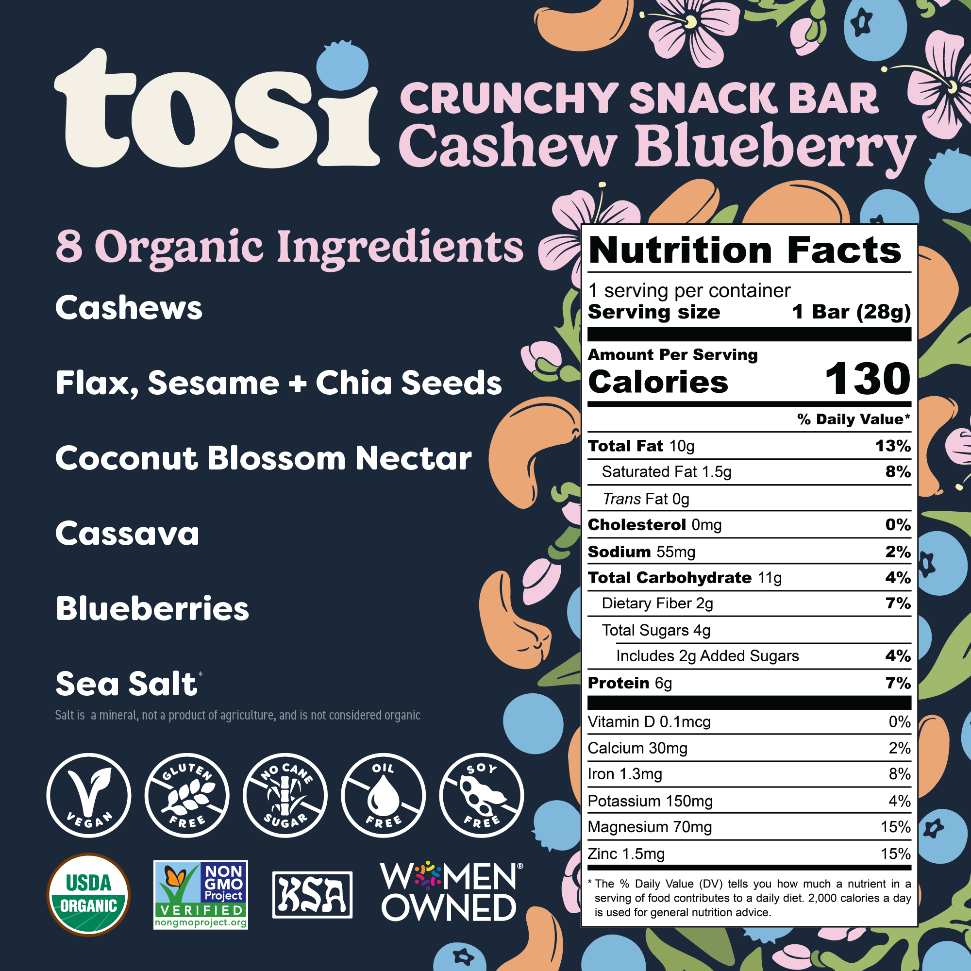 Crunchy Bars (12 Bars) - Cashew Blueberry (Wholesale)